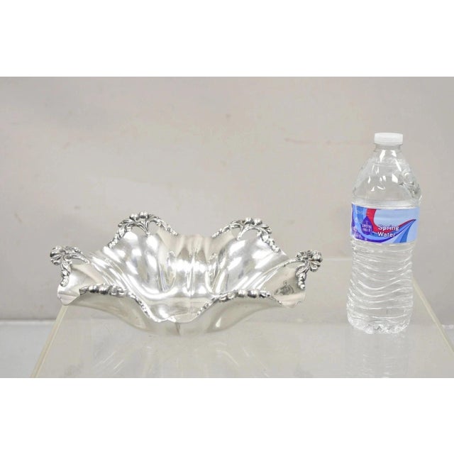 Victorian Vintage Victorian Silver Plated Handkerchief Candy Dish Fruit Bowl Berry Design For Sale - Image 3 of 11