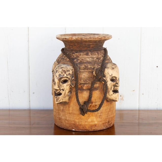 Tribal Vintage Naga Tribal Mask Pot For Sale - Image 3 of 7