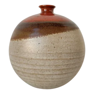 Mid 20th Century Round Spherical Stoneware Ceramic Vase