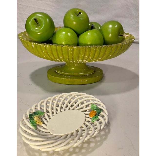 Trompe-'L'oeil Strawberry White Ceramic Lattice Basket For Sale In Palm Springs - Image 6 of 6
