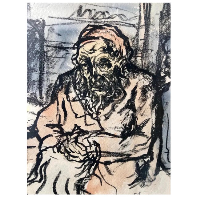 Paint Jacob Steinhardt, Judaica German Expressionist Watercolor Painting Lithograph Israeli Bezalel Art For Sale - Image 7 of 7