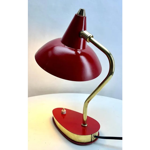 Vintage Red Adjustable Table Lamp, 1950s For Sale - Image 3 of 12