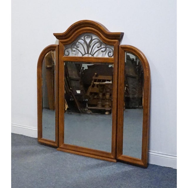 American Thomasville Furniture Renaissance Collection Solid Oak 55" Tri-View Mirror 34511-260 For Sale - Image 3 of 7