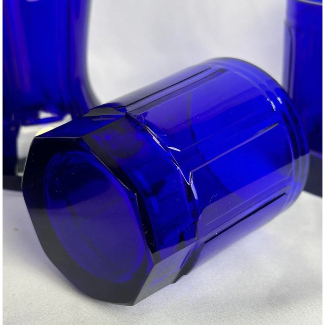 Mid-Century Crystal Cobalt Glass Liqueur Set, Czech Republic, Set of 7 For Sale - Image 6 of 11