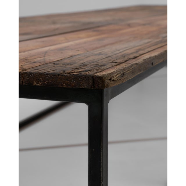 Rustic Vintage Wood and Metal Coffee Table For Sale - Image 3 of 6