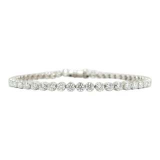 Ladies 14k White Gold 4-Prong 5.00ct Lab Grown Diamond Tennis Bracelet For Sale