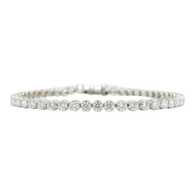 Ladies 14k White Gold 4-Prong 5.00ct Lab Grown Diamond Tennis Bracelet For Sale