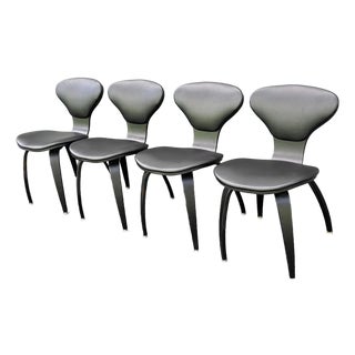 Set of 4 Plycraft Black Side Pretzel Dining Chairs attributed to Norman Cherner For Sale