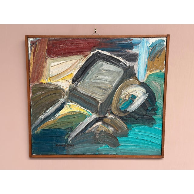 Original Swedish Oil on Panel – “Måndagskänsla” by Rune Nilsson – Signed – Vintage & Framed – 65 × 73 cm (25.6" × 28.7") A...