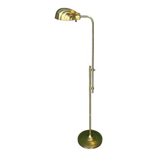 Vintage Mid Century Modern Adjustable Height Clamp Shell Reading Floor Lamp For Sale