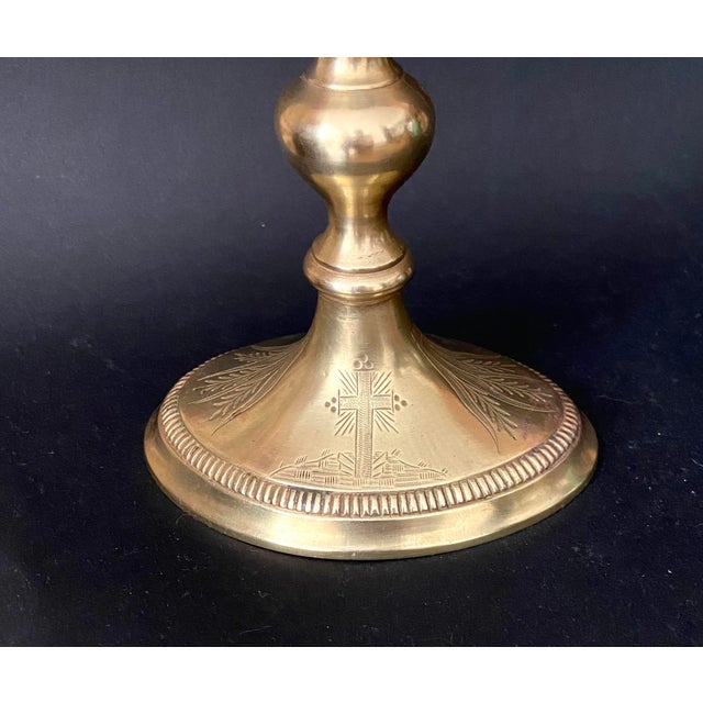 Metal Antique French Vera Cruz Reliquary Crucifix in Brass, 1800s For Sale - Image 7 of 10