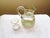 This is a Gorgeous! Vintage Czechoslovakia Green & Gold Etched Glass Water Carafe With Cup with a Lovely Etched Design in...