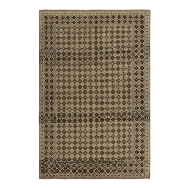 Distressed Vintage Zeki Muren Rug in Beige and Brown Pattern - by Rug & Kilim For Sale