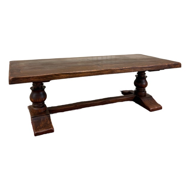 Antique French Dining Farmhouse Monk Refectory Monastery Table Baluster Pedestal For Sale
