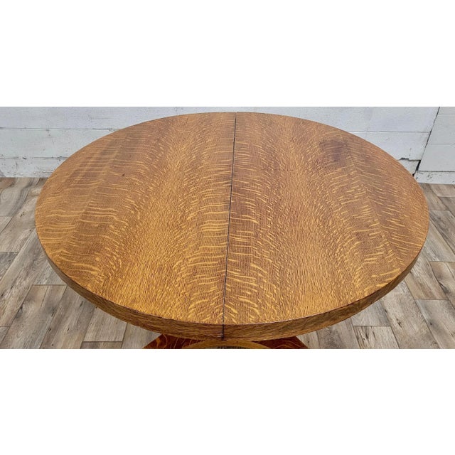 Wood Vintage American Empire Mission Oak Arts and Crafts Style Dining Table For Sale - Image 7 of 12