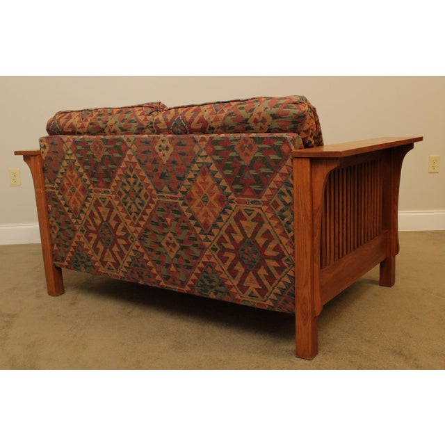 Bassett Mission Style Oak Spindle Loveseat | Chairish