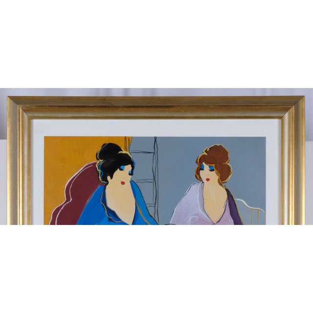 2000 Itzchak Tarkay "Three at Noon" Artist Signed Limited Edition 198/350 Gilded Frame and Matted Serigraph For Sale - Image 4 of 7