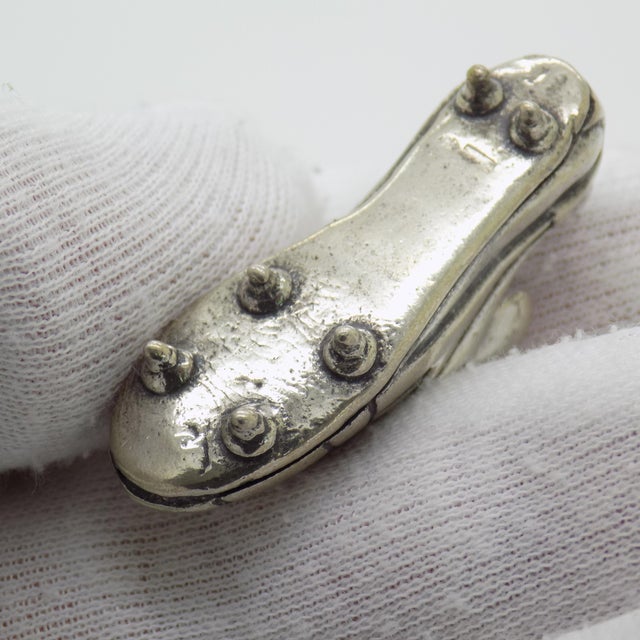 Silver Vintage Italian Handmade Genuine Silver Football Figurine, 1970s For Sale - Image 8 of 13