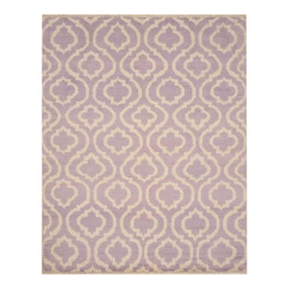 5x8 Purple Hand-Knotted Wool Ogee Lattice Geometric Modern Carpet Rug For Sale