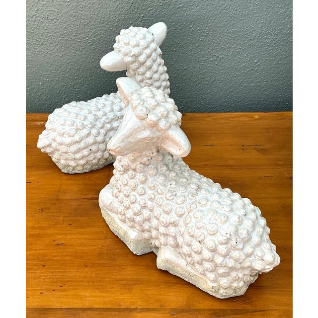 Vintage Sheep Figurines in Ceramic - Set of 2 For Sale In West Palm - Image 6 of 17