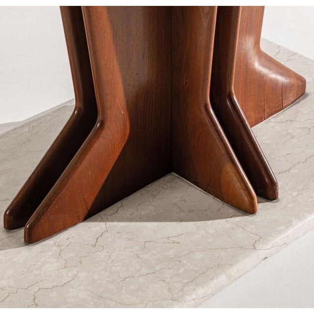 Mid-Century Modern Vintage Table in Walnut Wood with Marble Base by Giorgio Raponi, 1950s For Sale - Image 3 of 17