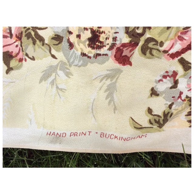 Yellow Vintage Art Deco Floral Fabric, 11 Yards Never Used, Hand Print Buckingham For Sale - Image 8 of 8