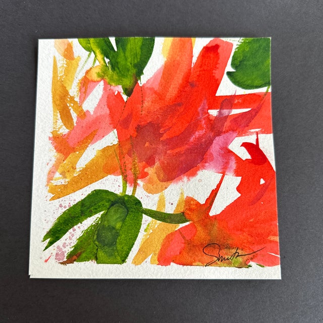 Blooming bright flowers. Signed and ready to frame.