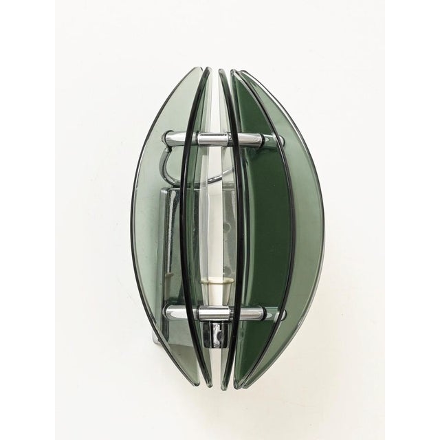 Green Crystal and Chrome Wall Sconces by Veca, Italy, 1970s, Set of 2 For Sale - Image 10 of 16