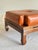 1960s Ricardo Lynn Mid-Century Modern Leather Ottoman Stool With Carved Wood Base For Sale - Image 4 of 11
