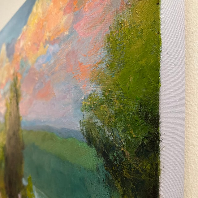 Lake Forest Through the Trees, Original Oil Painting by Julia Lawing For Sale In Charlotte - Image 6 of 7