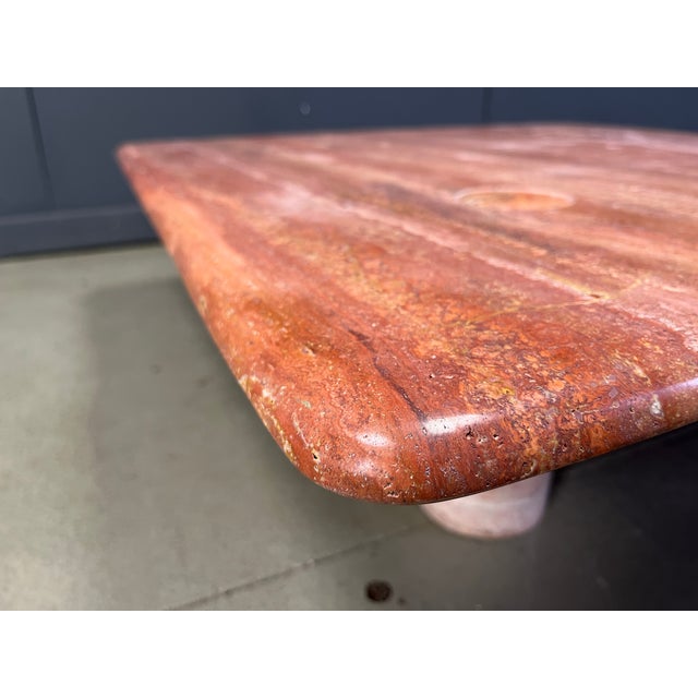 Red Travertine Coffee Table by Angelo Mangiarotti for Up&Up, Italy, 1970s For Sale - Image 6 of 15