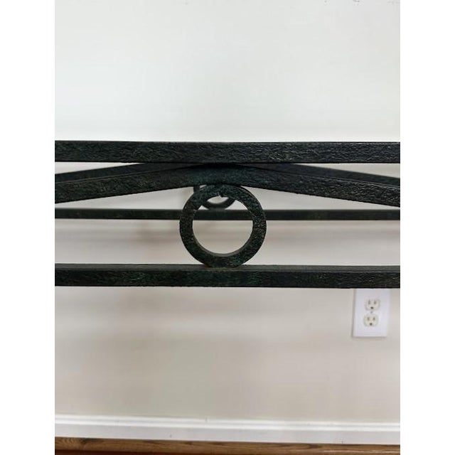 Vintage Verdigris Painted and Glass Inset Sofa Table