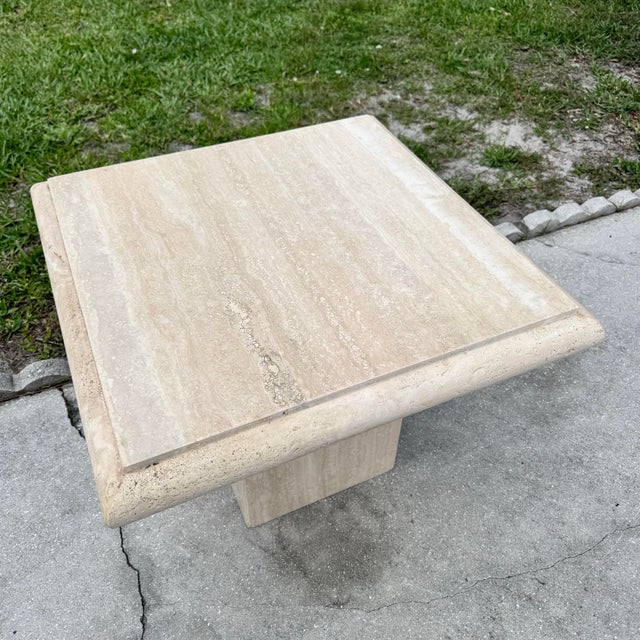 Vintage Italian Travertine Side Table For Sale In West Palm - Image 6 of 9