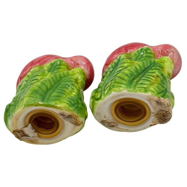 1950s 1950s Mid-Century Pink Flamingo Tropical Leaf Ceramic Salt & Pepper Shaker Set For Sale - Image 5 of 5