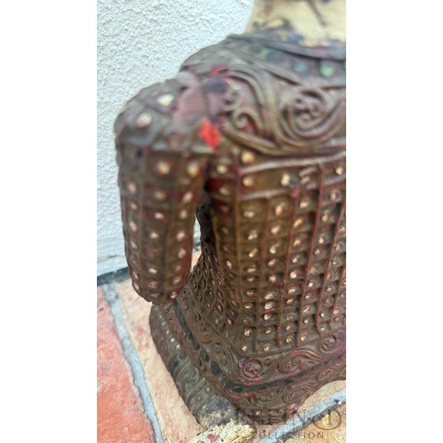 Mid 20th Century Hand-Carved Chinese Figural Sculpture of Seated Musician With Drum For Sale - Image 12 of 12