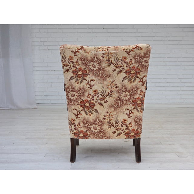 Art Deco Danish Armchair in Furniture Velour and Beech Wood, 1950s For Sale - Image 16 of 18