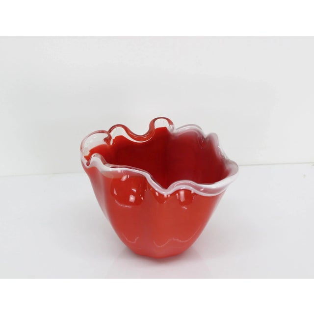 Glass Orange Hand Blown Glass Clam Shell Bowl For Sale - Image 7 of 7