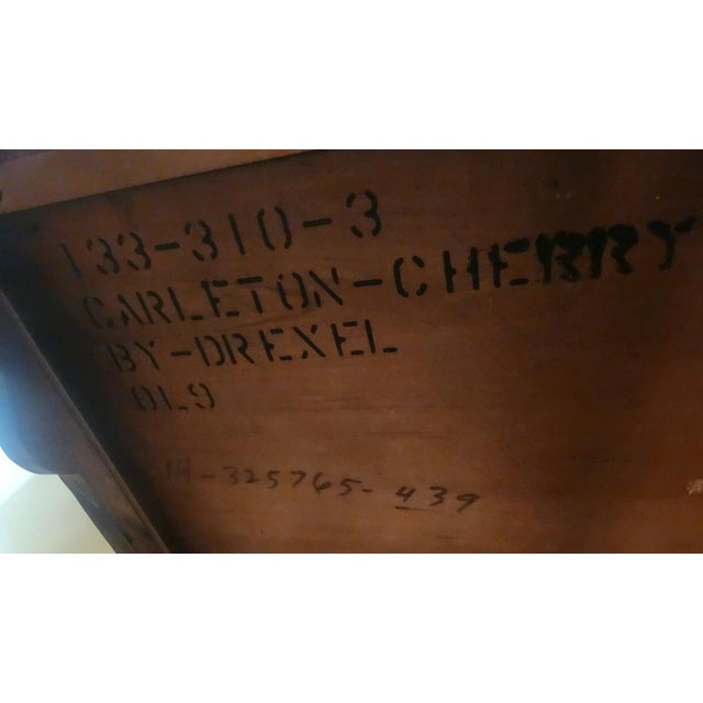 Chippendale Drexel Heritage 'Carleton Cherry' Chippendale Large Square End Table With Pull-Out Butler's Tray For Sale - Image 3 of 4