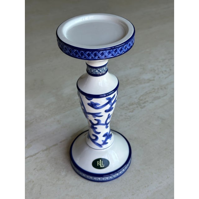 Contemporary Ralph Lauren Mandarin Blue Candle Holders - Pair For Sale - Image 3 of 7