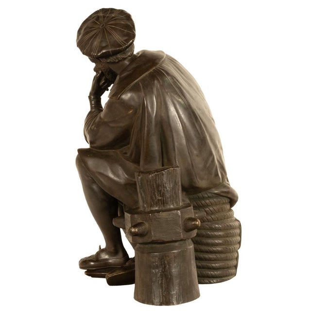 Metal Fine Antique French School Bronze Sculpture Statue of Christopher Columbus 1870 For Sale - Image 7 of 16