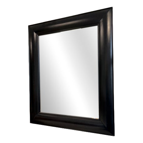 Black Wooden Wall Mirror, 1980s For Sale