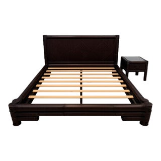 Custom Made Balinese Bamboo Bed (Queen) and Night Stand For Sale