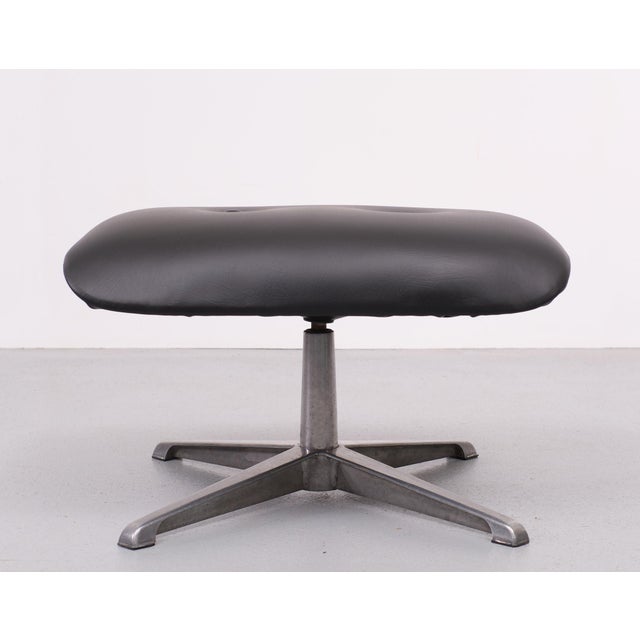 Metal Black Faux Leather Ottoman, 1960s, Denmark For Sale - Image 7 of 8