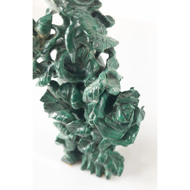Green Late 20th Century Chinese Carved Malachite Stone Vase With Base For Sale - Image 8 of 13