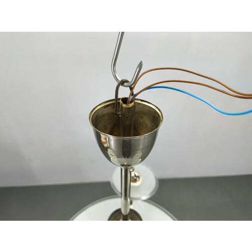 Art Deco Chrome and Glass Chandelier, Czechoslovakia, 1930s For Sale - Image 9 of 11