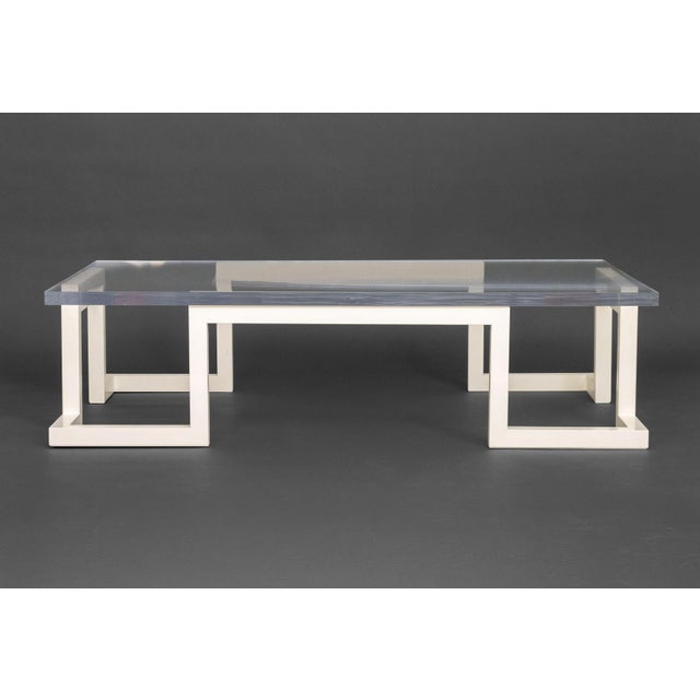 White Modern Custom-Made Lacquered Wood Coffee Table For Sale - Image 8 of 9