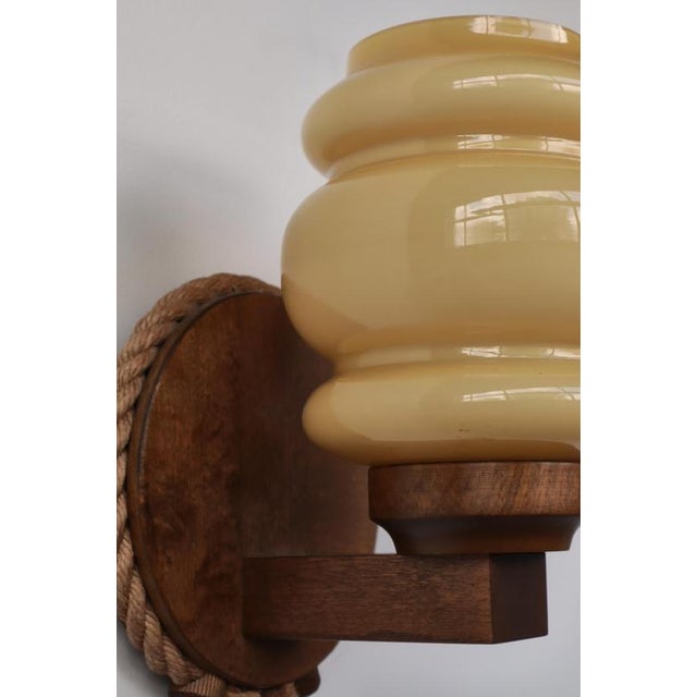 Scandinavian Modern Wall Lamps in Jute Rope and Opaline Glass by Markslöjd, 1970s, Set of 2 For Sale - Image 12 of 18