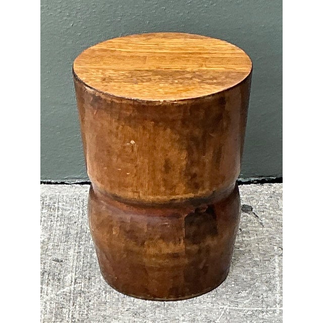 Late 20th Century Vintage Carved Palm Wood Accent Stool For Sale - Image 5 of 14