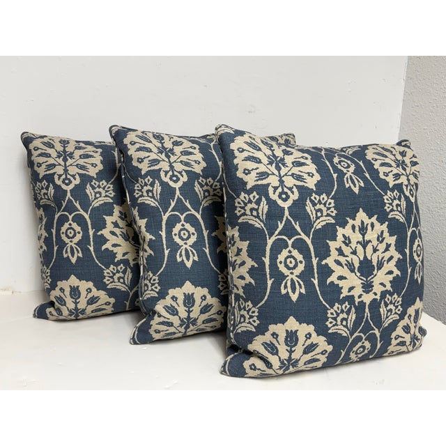 Bespoke Floral Damask Throw Pillows, Set of Three For Sale In San Francisco - Image 6 of 12