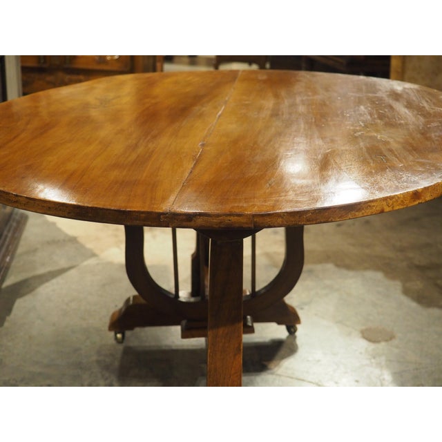 Brown Antique French Cherrywood Wine Tasting Table With Lyre Support, Circa 1890 For Sale - Image 8 of 18